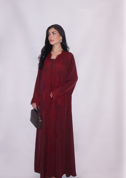 Anbar abaya, deep burgundy, detail 9
