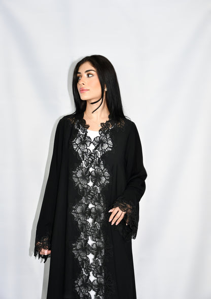 Dahlia abaya, black, detail 2