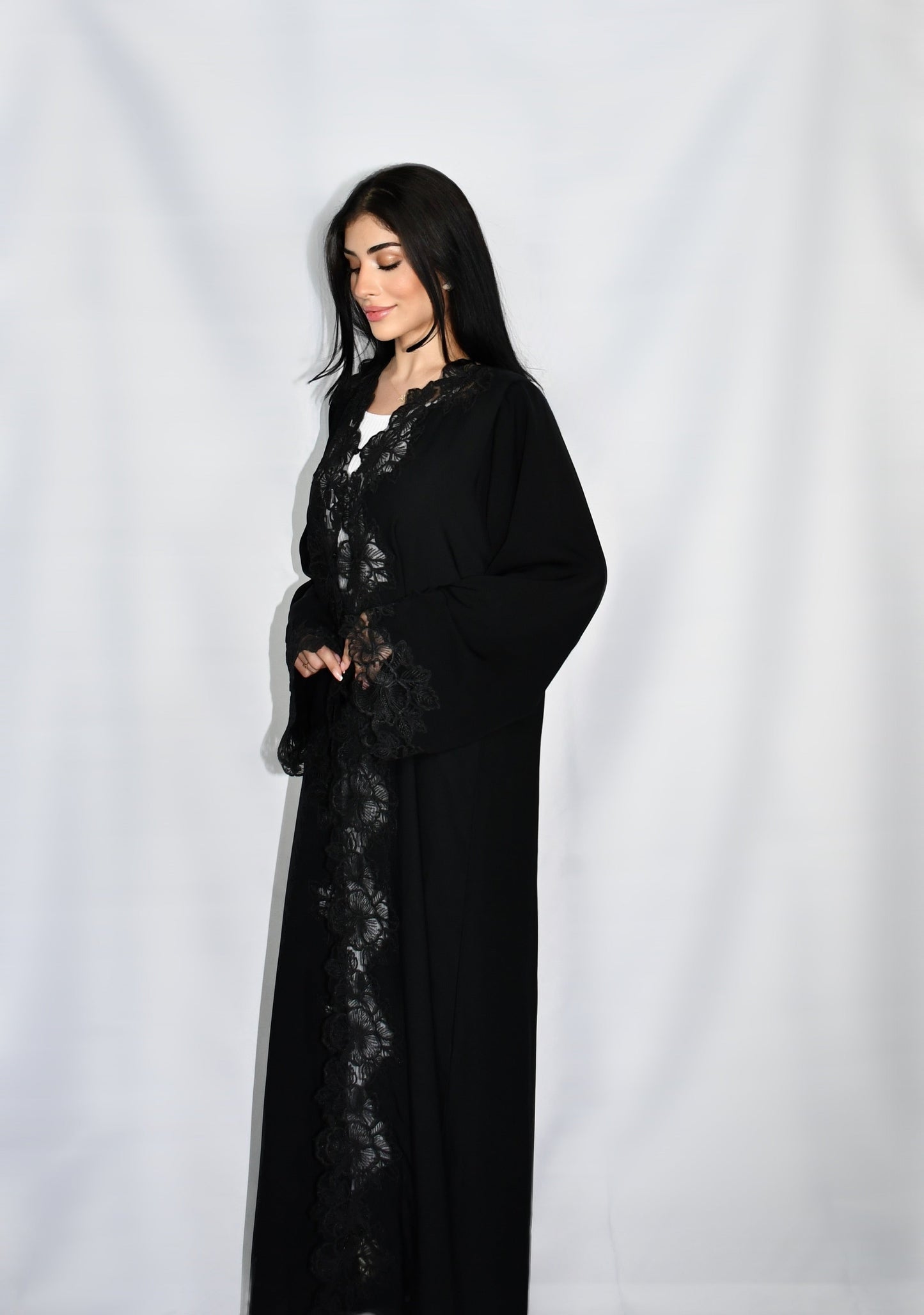 Dahlia abaya, black, detail 6