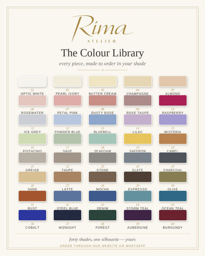 Rima Atelier Colour Library, 40 made-to-order shades