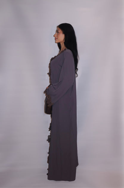 Dana abaya, soft grey, detail 6