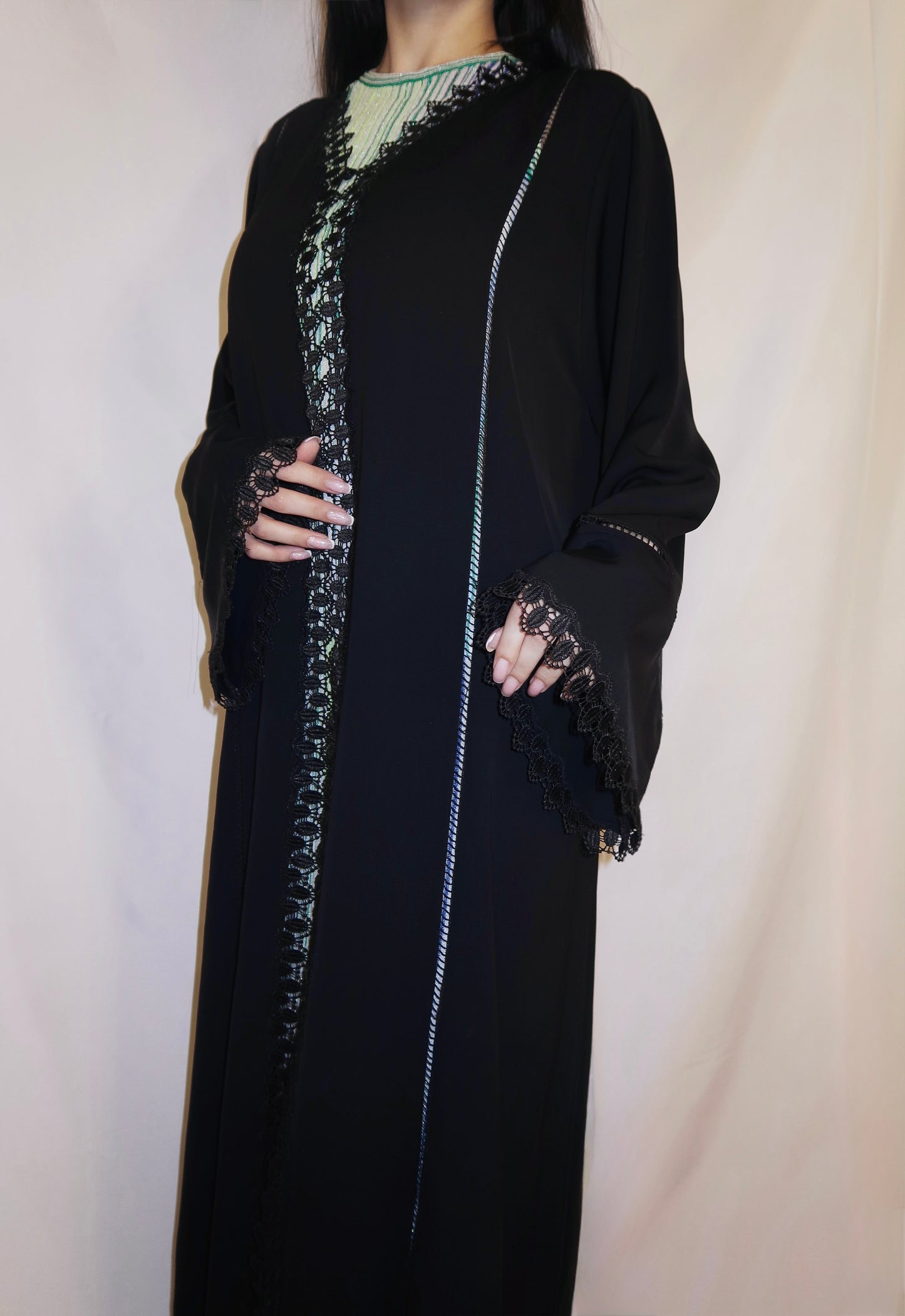 Ghalia abaya, black, detail 4