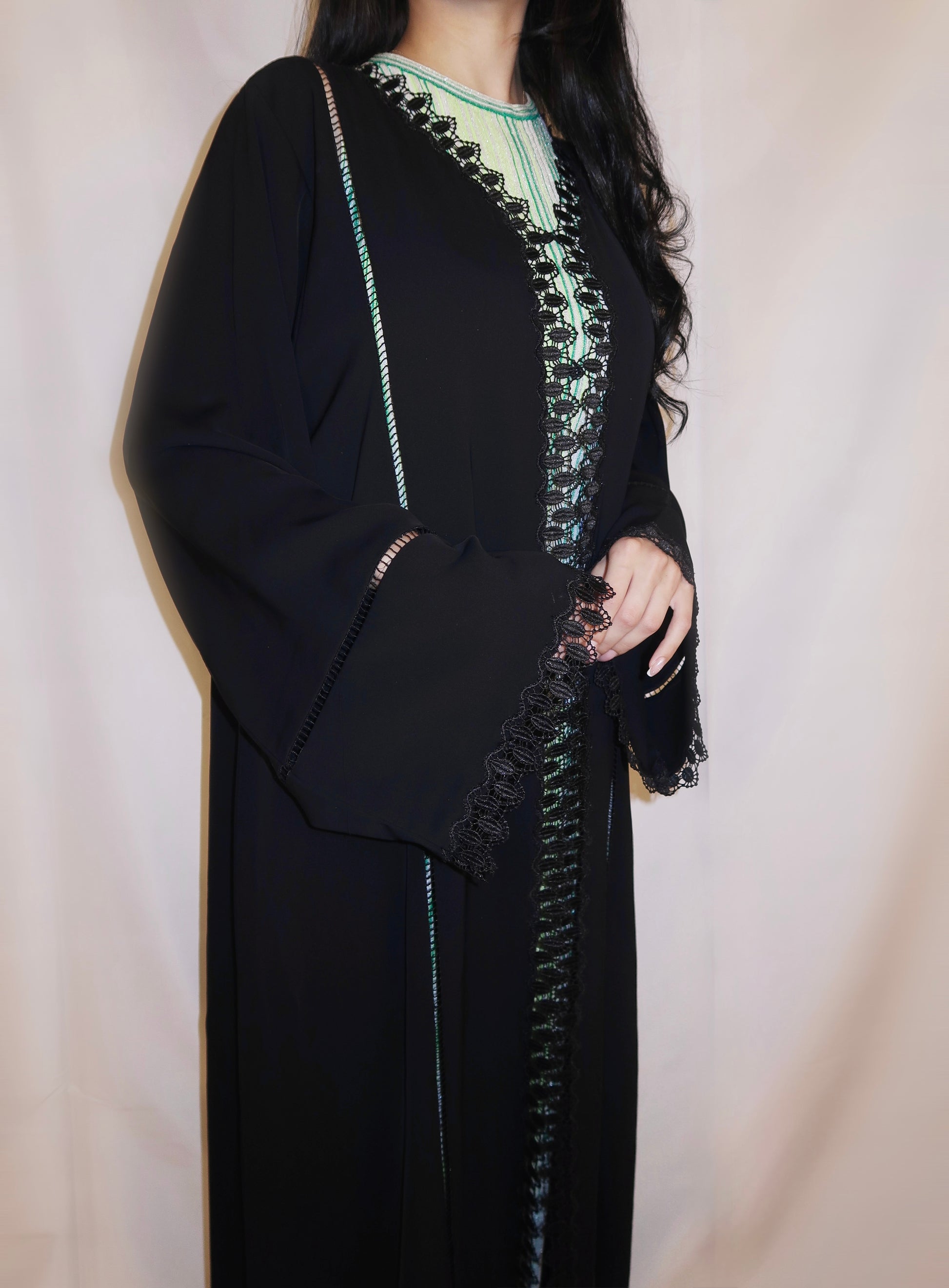 Ghalia abaya, black, detail 5