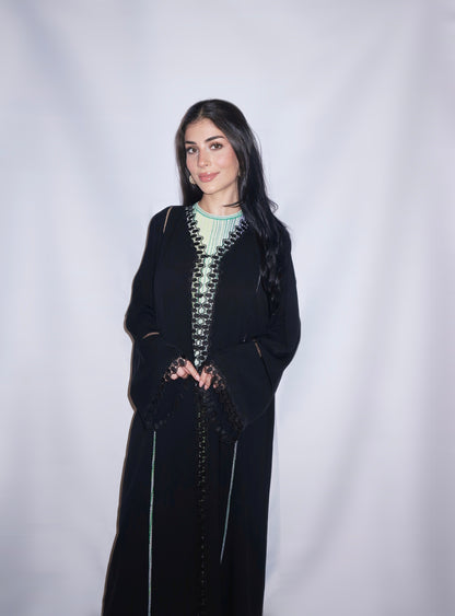 Ghalia abaya, black, detail 6