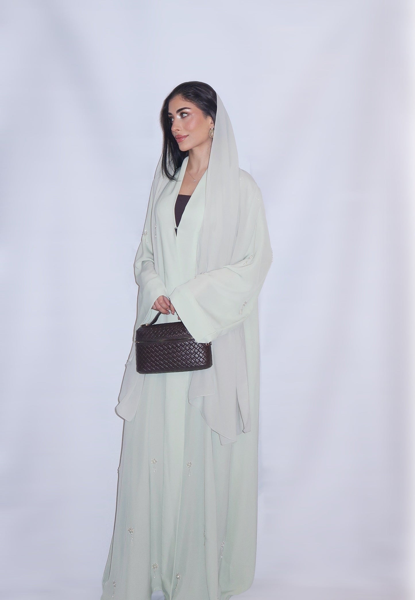 Haya abaya, soft mint green, detail 10