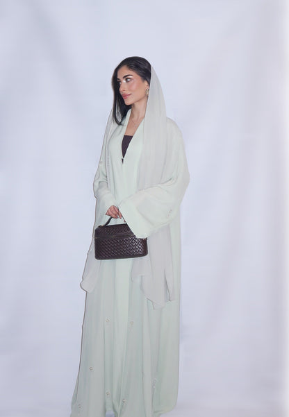 Haya abaya, soft mint green, detail 10