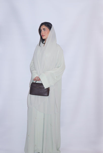 Haya abaya, soft mint green, detail 11