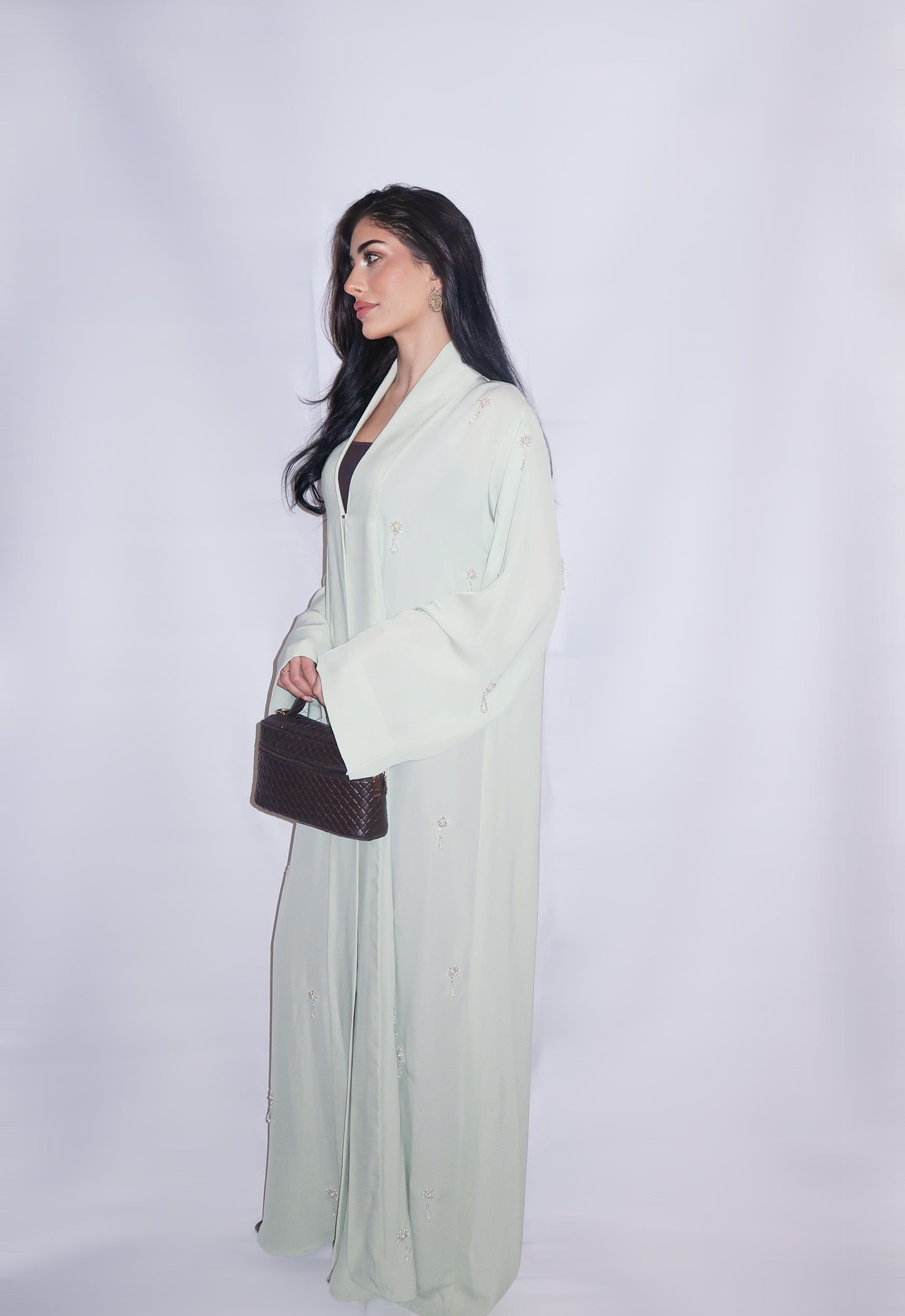 Haya abaya, soft mint green, detail 2