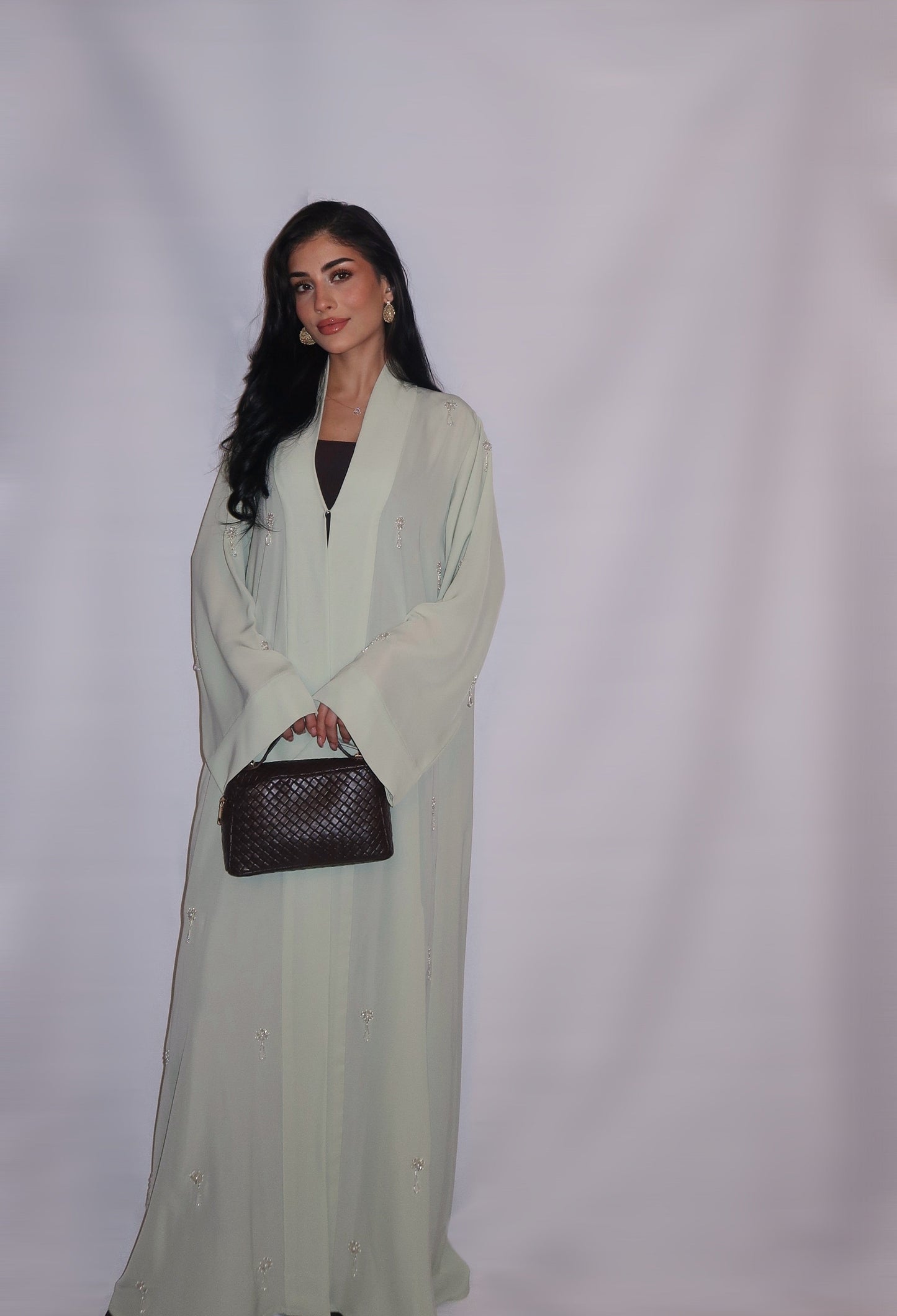 Haya abaya, soft mint green, detail 5