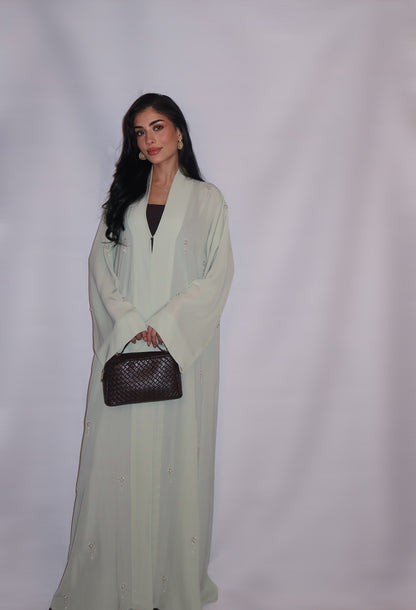 Haya abaya, soft mint green, detail 5