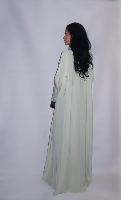 Haya abaya, soft mint green, detail 6