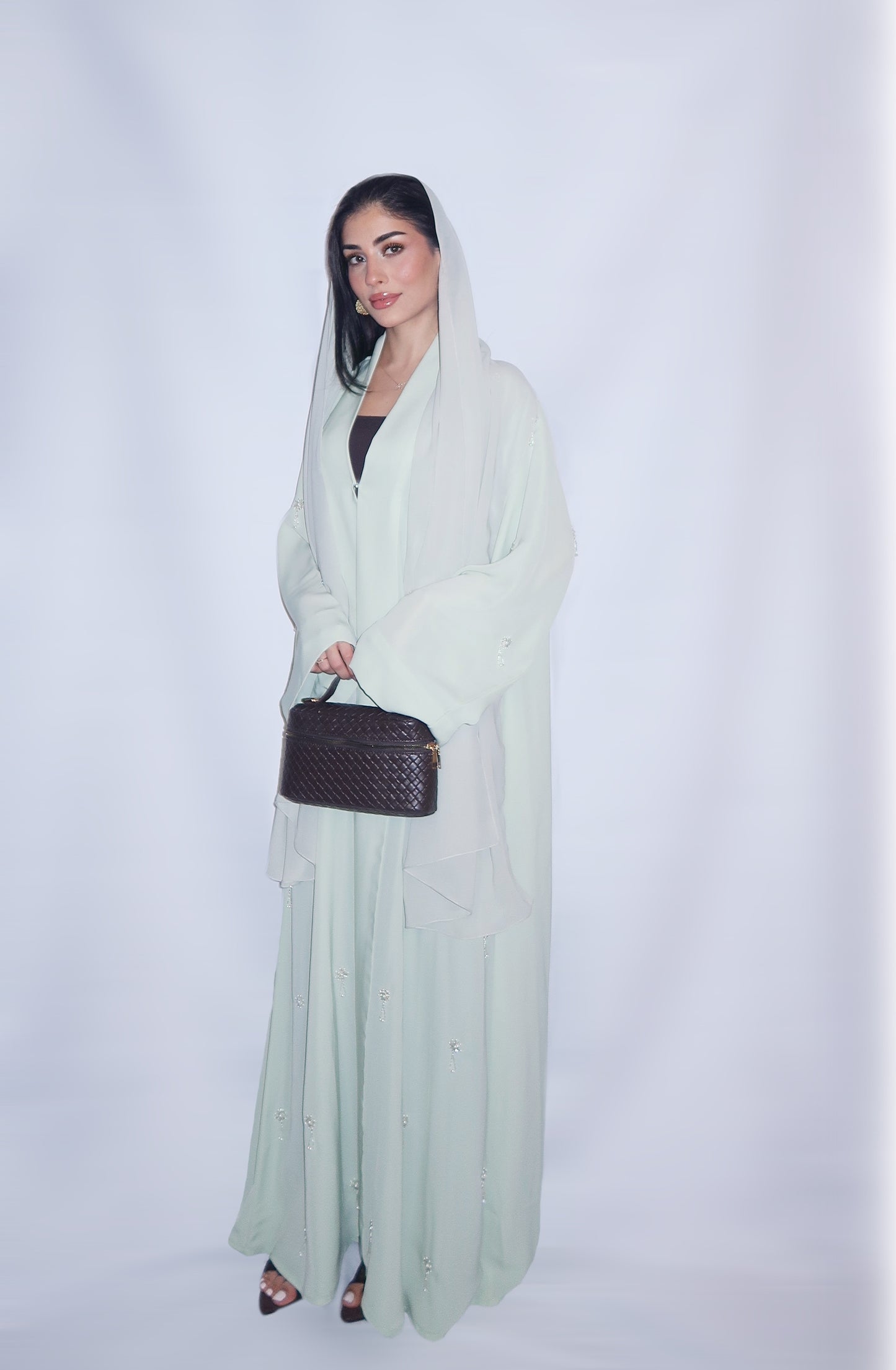 Haya abaya, soft mint green, detail 8