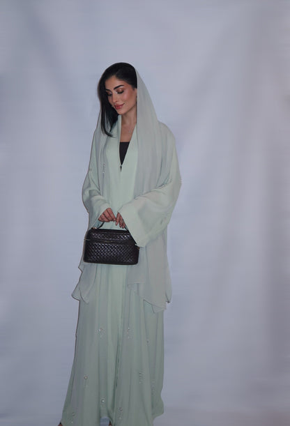 Haya abaya, soft mint green, detail 9