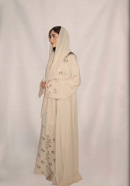 Lulwa abaya, ivory, detail 8