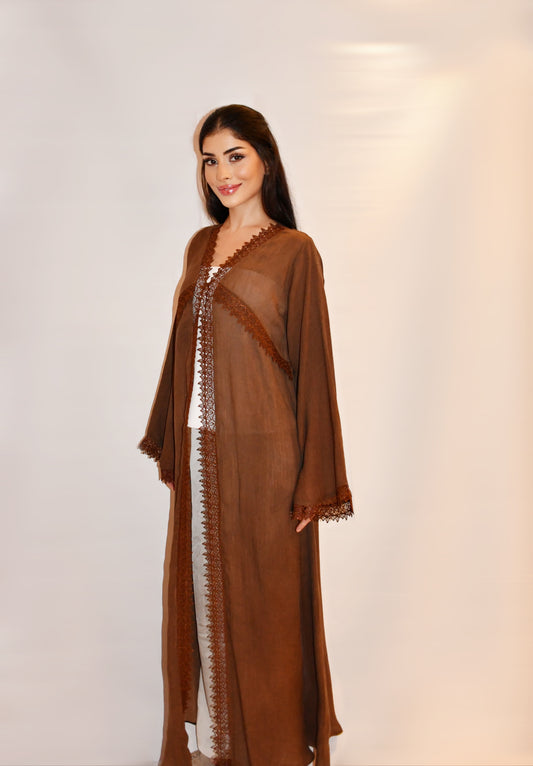 Maryam abaya, chocolate brown, detail 2