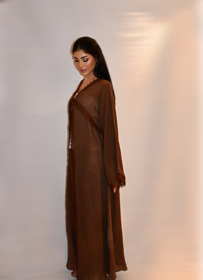 Maryam abaya, chocolate brown, detail 3