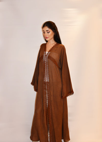 Maryam abaya, chocolate brown, detail 4
