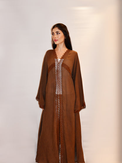 Maryam abaya, chocolate brown, detail 5