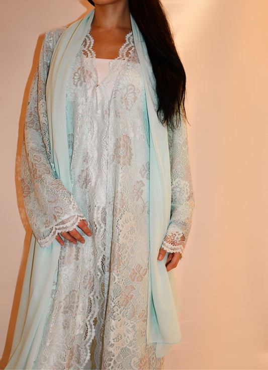 Nour abaya, ice blue, detail 2