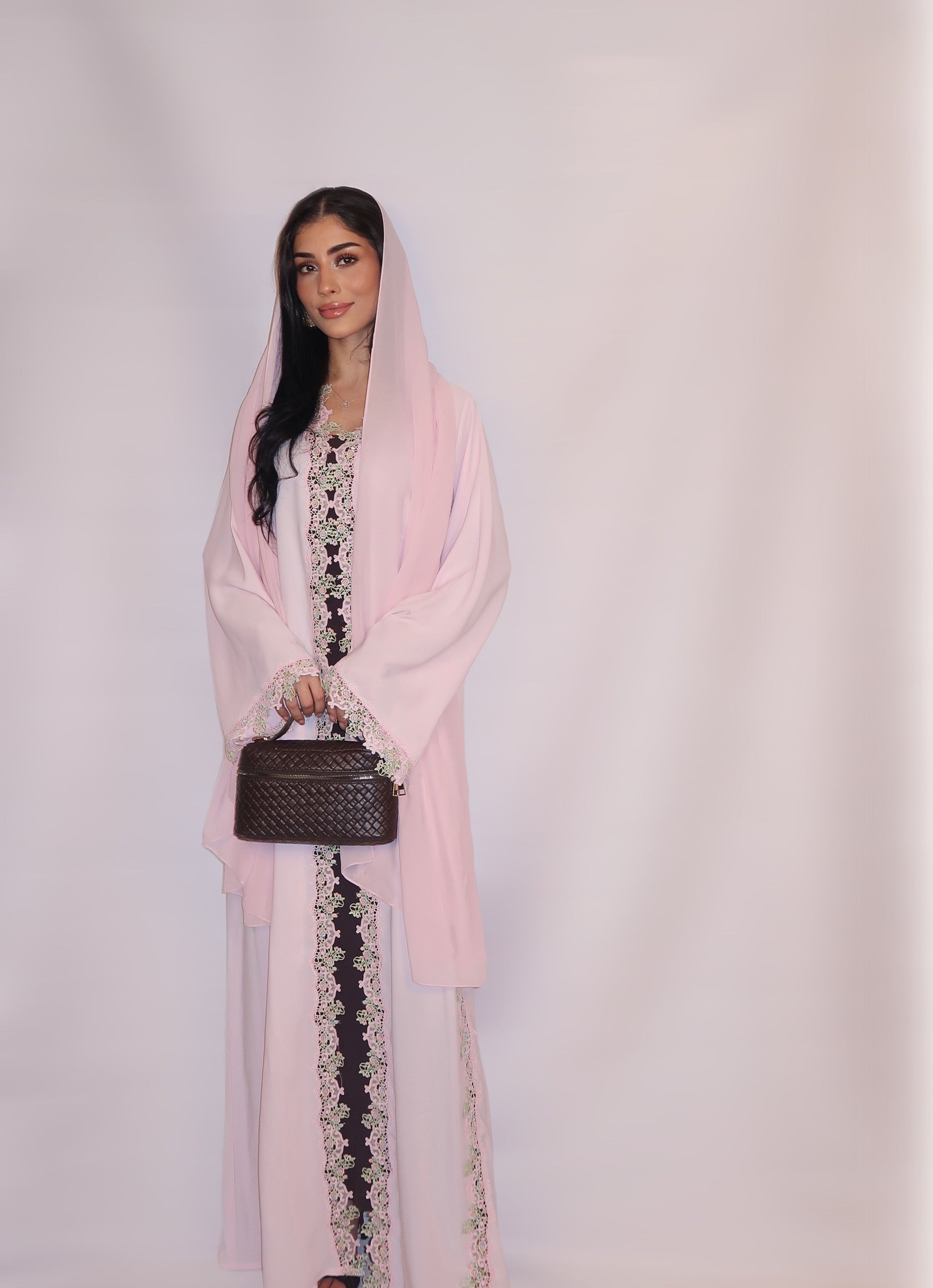 Sireen abaya, soft blush pink, detail 7