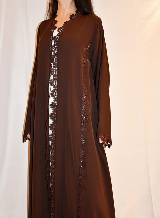 Soltana abaya, chocolate brown, detail 2
